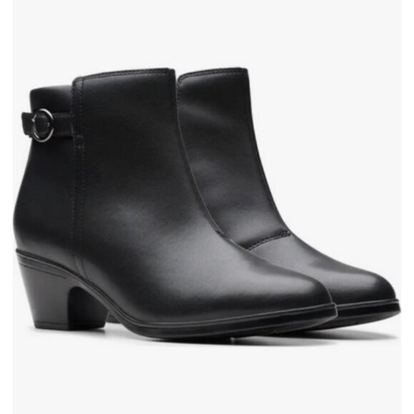 💕CLARKS💕 Emily Belle Boot ~ Black Leather 9W NWT - Picture 1 of 7